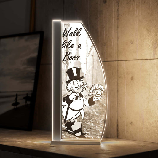 Walk like a Boss Designer Leuchte auf einem Edlen Nachttisch