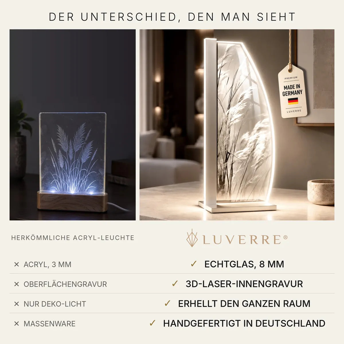 LUVERRE Gräser im Wind: Vergleich mit einer Acryl-Leuchte